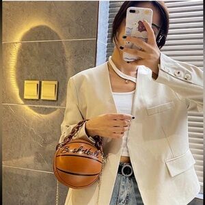 Affordable Fashion Finds Brown Basketball Crossbody Bag